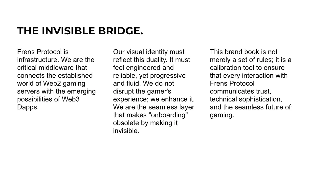 Frens Protocol brand guidelines page 2 by Nacer Ayad — motion designer